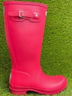 NWT, Hunter Women's Vibrant Pink Tall Rubber Rain Boots, Size 5
